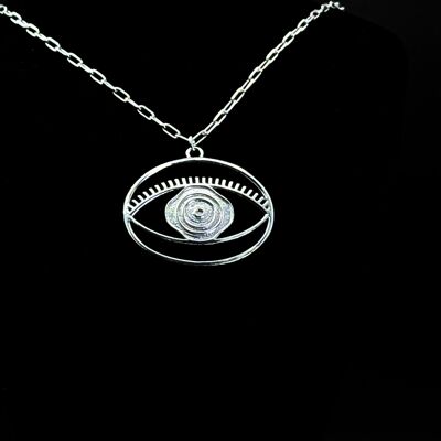 Collar con colgante de mal de ojo grande - Plata