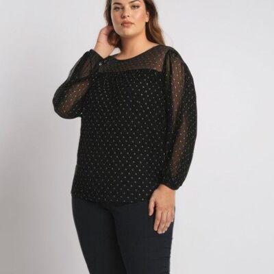 Blouse plumetis grande taille (C6579&NOIR)