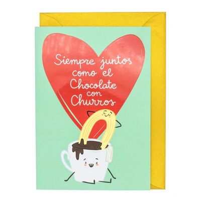 Tarjeta de felicitación - Siempre juntos como chocolate y churros