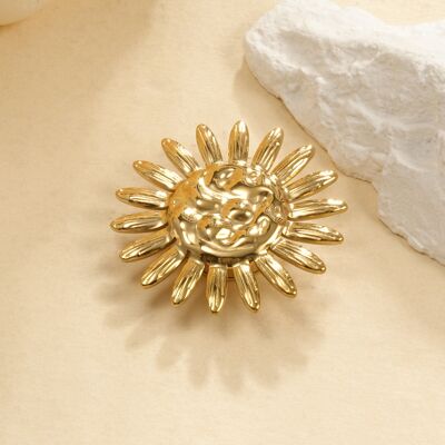 Broche magnético de sol dorado
