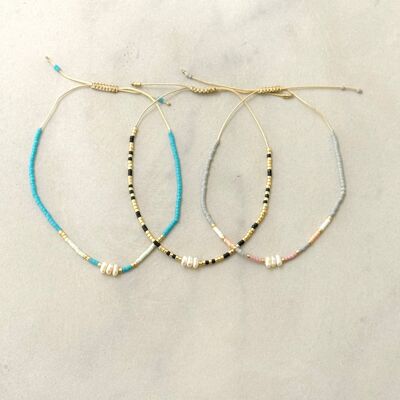 Set di 3 braccialetti estivi con perline e perle Miyuki