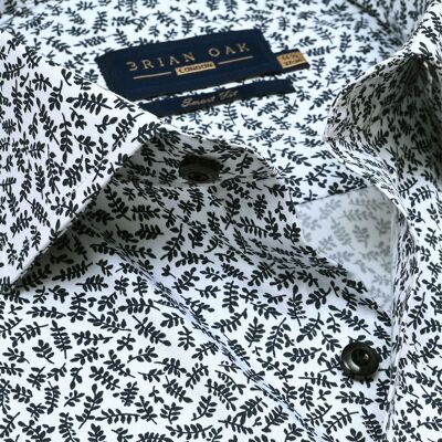 Camisa estampada de fácil cuidado - Blanca