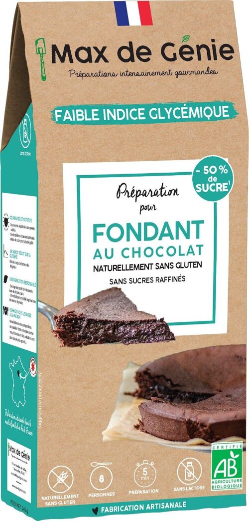 Preparation bio pour fondant chocolat sans gluten