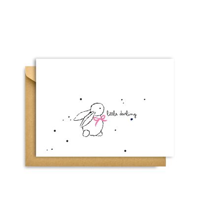GIRL BUNNY CARD, Hygge Cards C6 Greeting Card – Scandinavian Simplicity & Cosiness for Lovers of Minimalism, Nature & Simple Pleasures