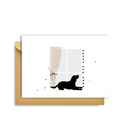 HAPPY NEW HOME DOG CARD, New Home Card, Housewarming, Hygge Cards C6 Greeting Card – Scandinavian Simplicity & Cosiness for Lovers of Minimalism, Nature & Simple Pleasures