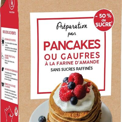 Organic preparation of pancakes or waffles with almond flour