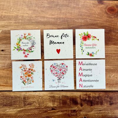 Petites cartes bonne fête maman pour bouquet ou panier garni