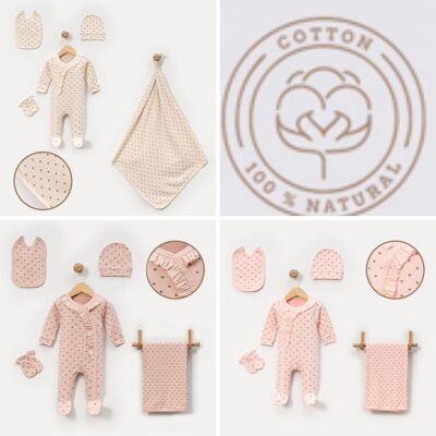 Ensemble de vêtements pour nouveau-né fille 7 pièces avec imprimé cœur