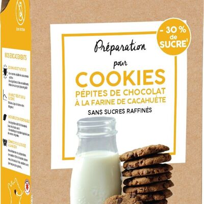 Preparato per biscotti biologici con gocce di cioccolato e la loro nota di arachidi