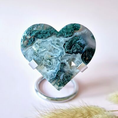 Druzy di agata muschiata a forma di cuore su supporto in metallo – #84 131 grammi