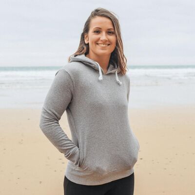 Sweat à capuche en velours côtelé blanc pour femme