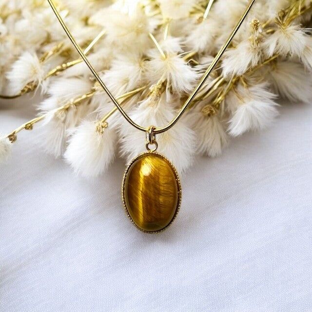 Ciondolo "CATHERINE" in pietra occhio di tigre