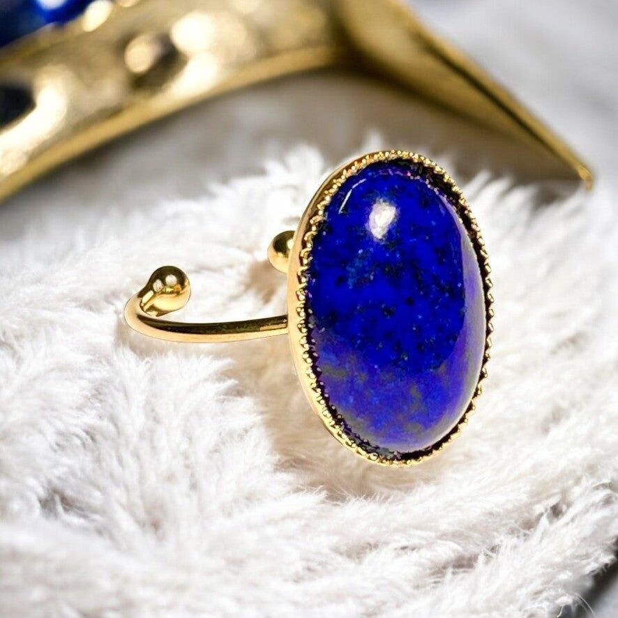 Anello “ELISA” in oro fino realizzato con pietra lapislazzuli