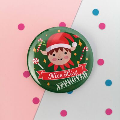Großes Nice List Badge - Elf Design 58mm