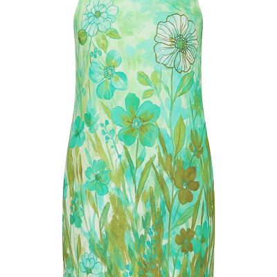 Floral Light Voile Sleeveless Dress with Pockets
