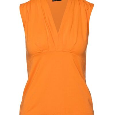 Top sans manches effet cache-cœur orange