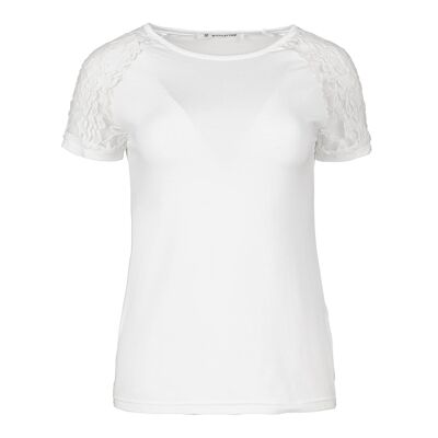 Ecru Top with Short Lace Sleeves