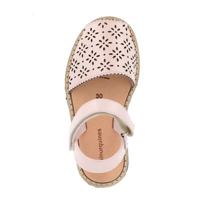 Avarca Velcro Cuir Perforé Pink