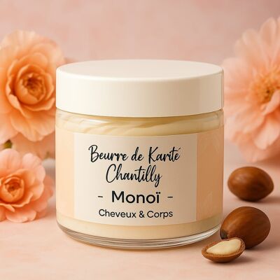 Beurre de karité en chantilly monoï corps et cheveux 200ml