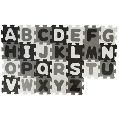 Alfombrillas de rompecabezas con letras en blanco y negro