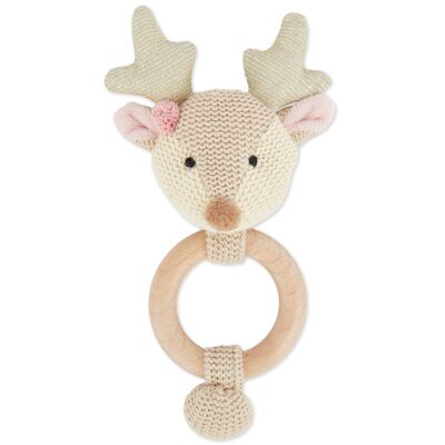 Grasping toy deer Lia with rattle