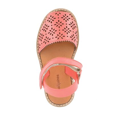 Avarca Velcro Cuir Perforé Coral
