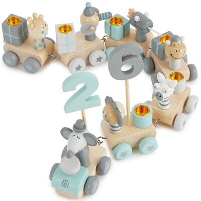 Trenino di compleanno in legno Scandi 0-99 anni