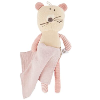 Cuddly toy mouse with comfort blanket