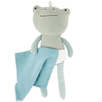 Plush frog with comforter