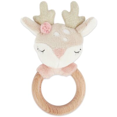 Grasping toy deer Ella with rattle
