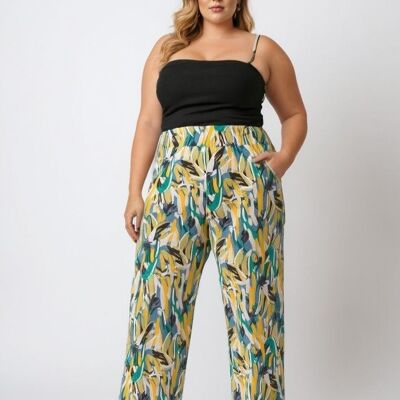 Pantaloni stampati verdi taglie forti (B239/VERDE)
