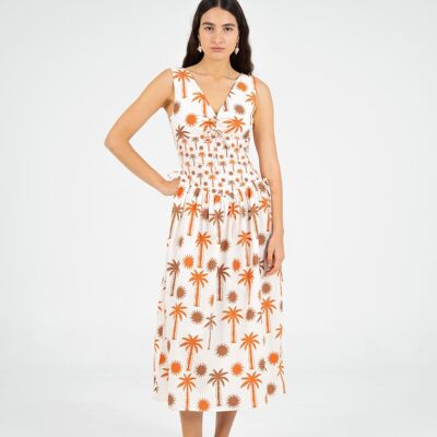 Vestido Leora con estampado de palmeras