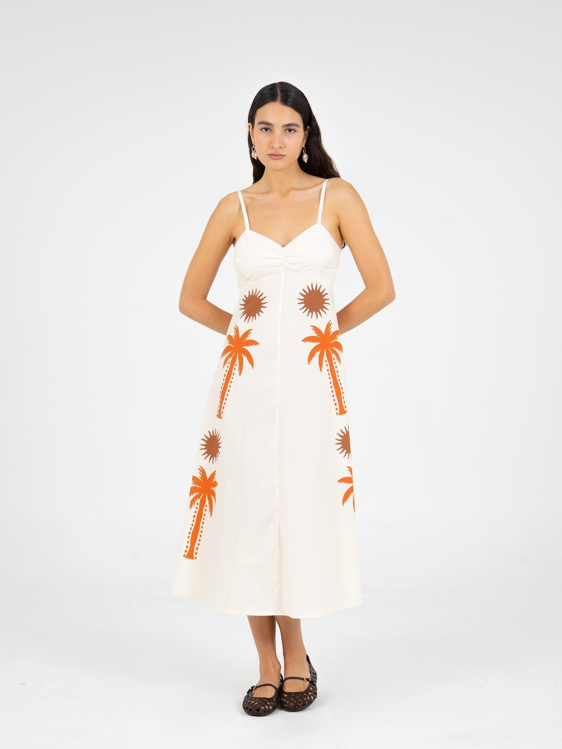 Abito Lux con stampa di palme