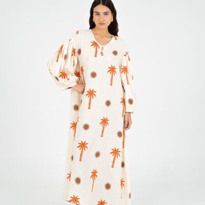 Robe longue à imprimé palmiers Lux
