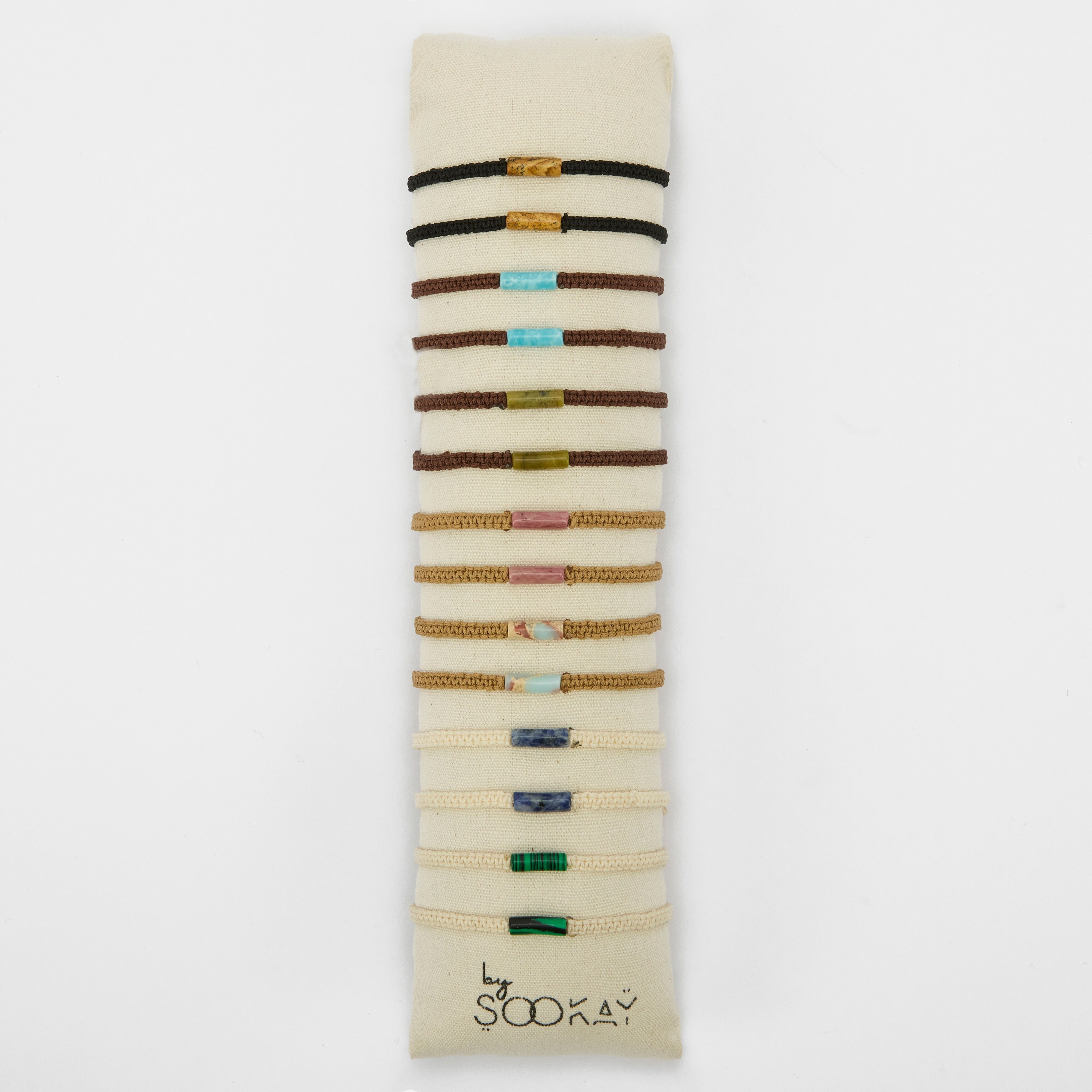 Braccialetti unisex in pietra tubolare, macramè