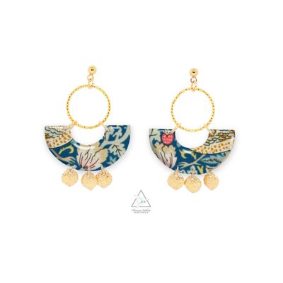 JASMINE earrings gilded with fine gold - STRAWBERRY JADE