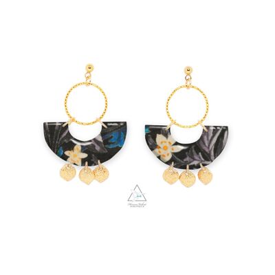 JASMINE earrings gilded with fine gold - STRAWBERRY BLACK