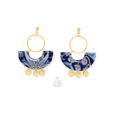 JASMINE earrings gilded with fine gold - STRAWBERRY BLUE