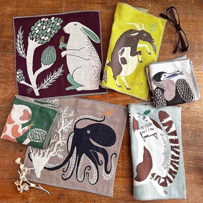 Serviette japonaise brodée en coton Morita MiW
