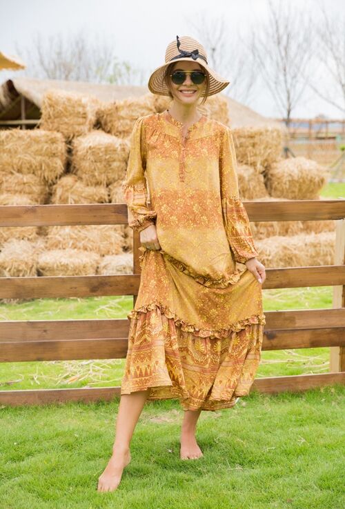 Robe chemise longue à imprimé à fleurs