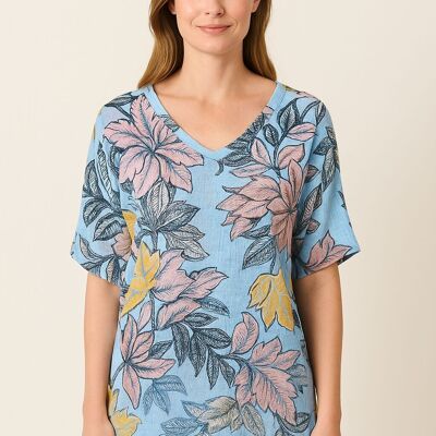 T-SHIRT 100% COTONE CON STAMPA FLOREALE