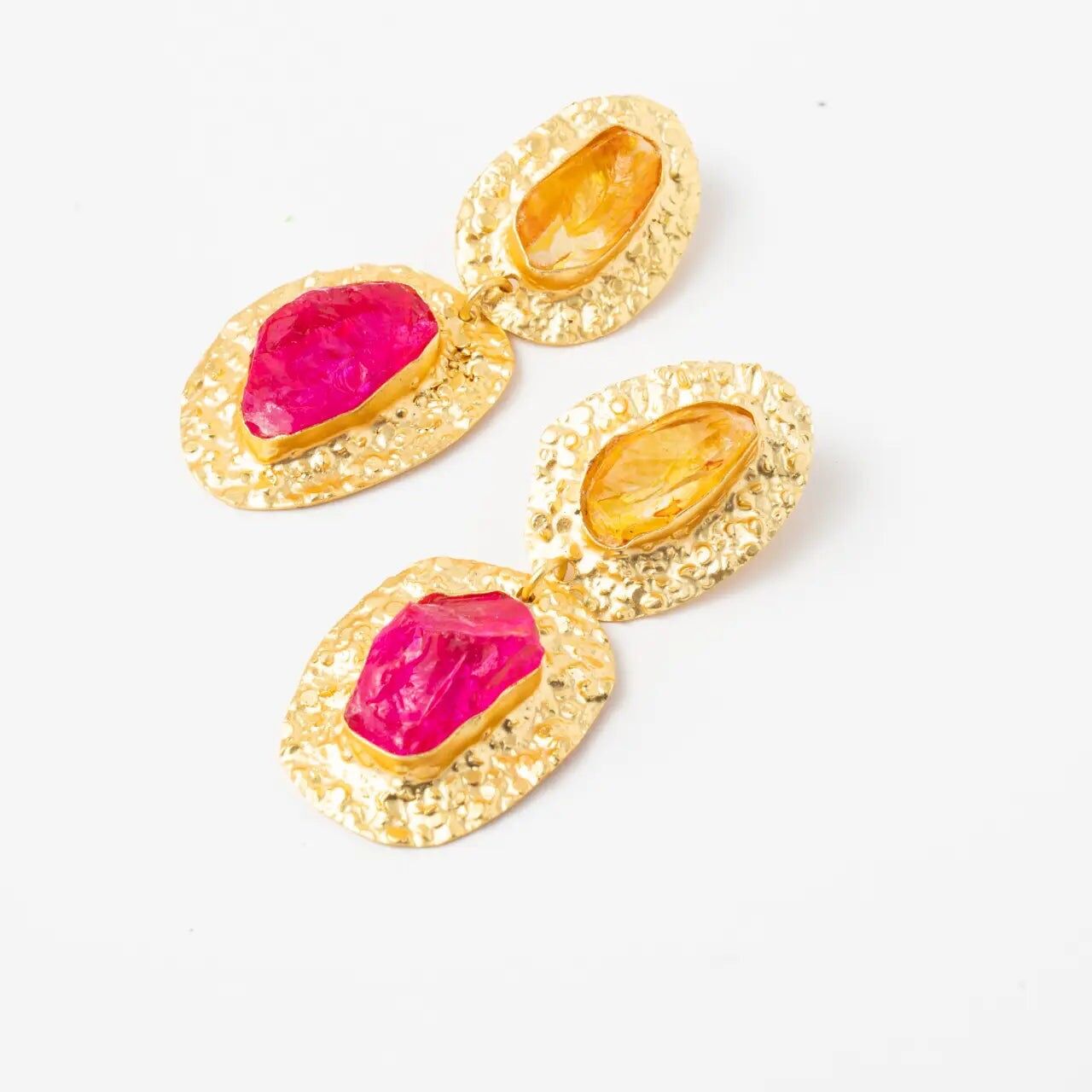 Ohrringe Elenis Ed. Limitiertes Raues Gelb und Fuchsia