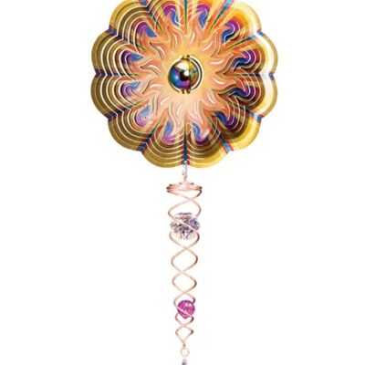 Éolienne, Spin Art, Boule d'observation du soleil/Queue de cristal d'artiste, ACTSGB0808, Longueur totale 60 cm