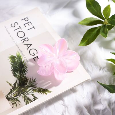 Fermaglio per capelli con fiore rosa perlato - ⌀8 cm