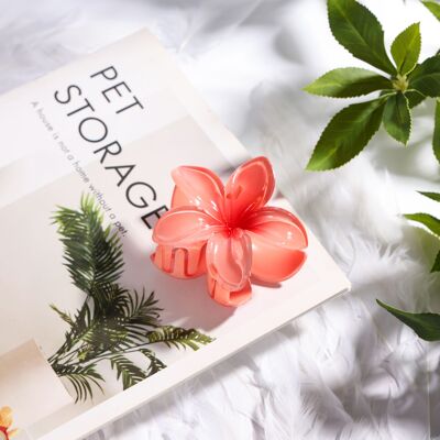 Pince à cheveux fleur Saumon - ⌀8 cm