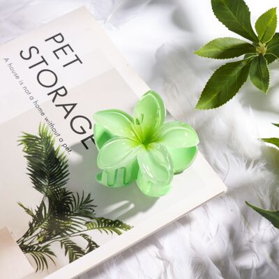 Pince à cheveux fleur Verte - ⌀8 cm
