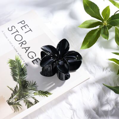 Pince à cheveux fleur Noir - ⌀8 cm