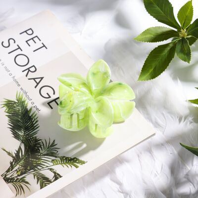 Fermaglio per capelli con fiore marmorizzato verde - ⌀8 cm