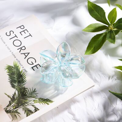 Pince à cheveux fleur Translucide bleu - ⌀8 cm