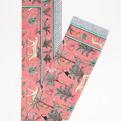 Long multipurpose pareo with pink jungle print